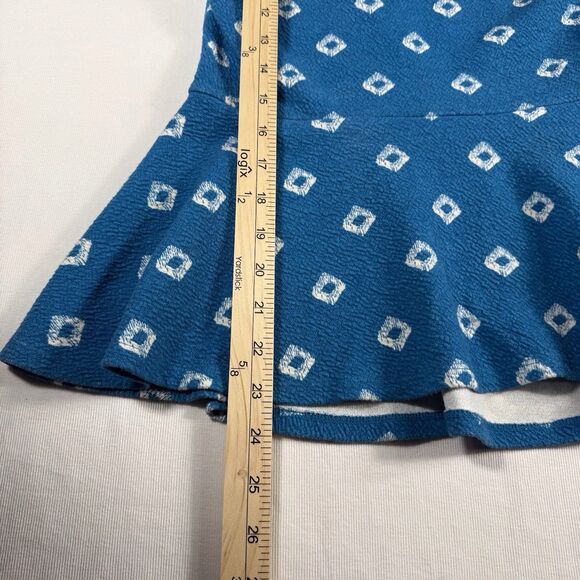 Anthropologie Top Postmark Blue Teal Peplum Sleeveless Bow Size‎ Small Festival - Picture 5 of 13